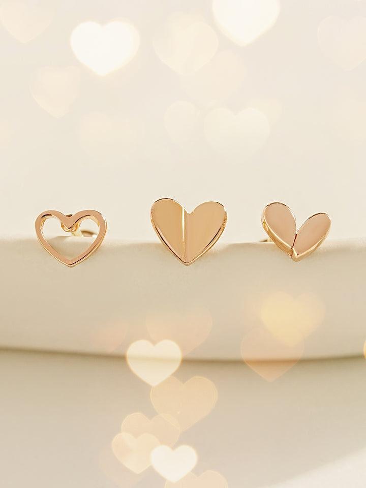 14K Gold Lovely Point Heart Cartilage Earring 20G18G16G