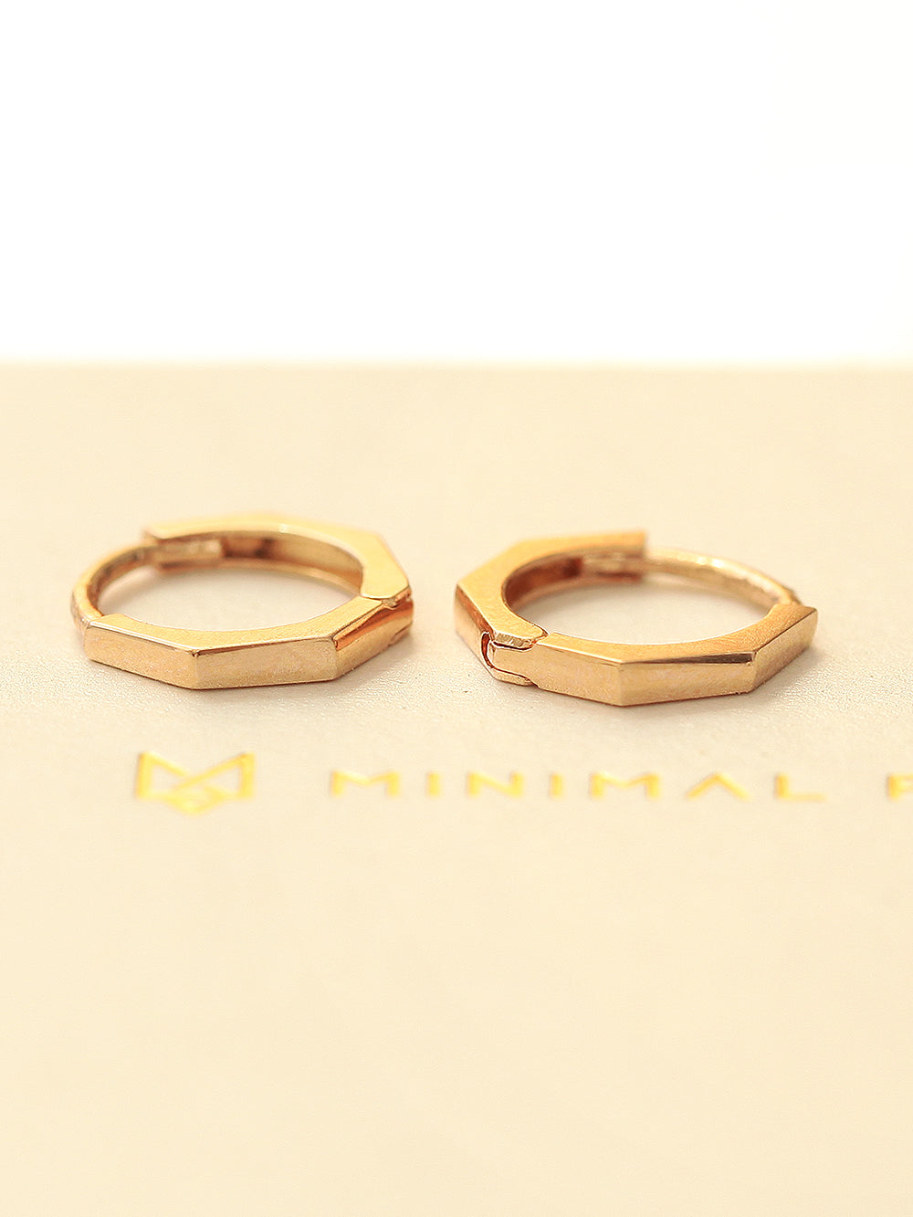 14K Gold Hexagon Hoop Earring