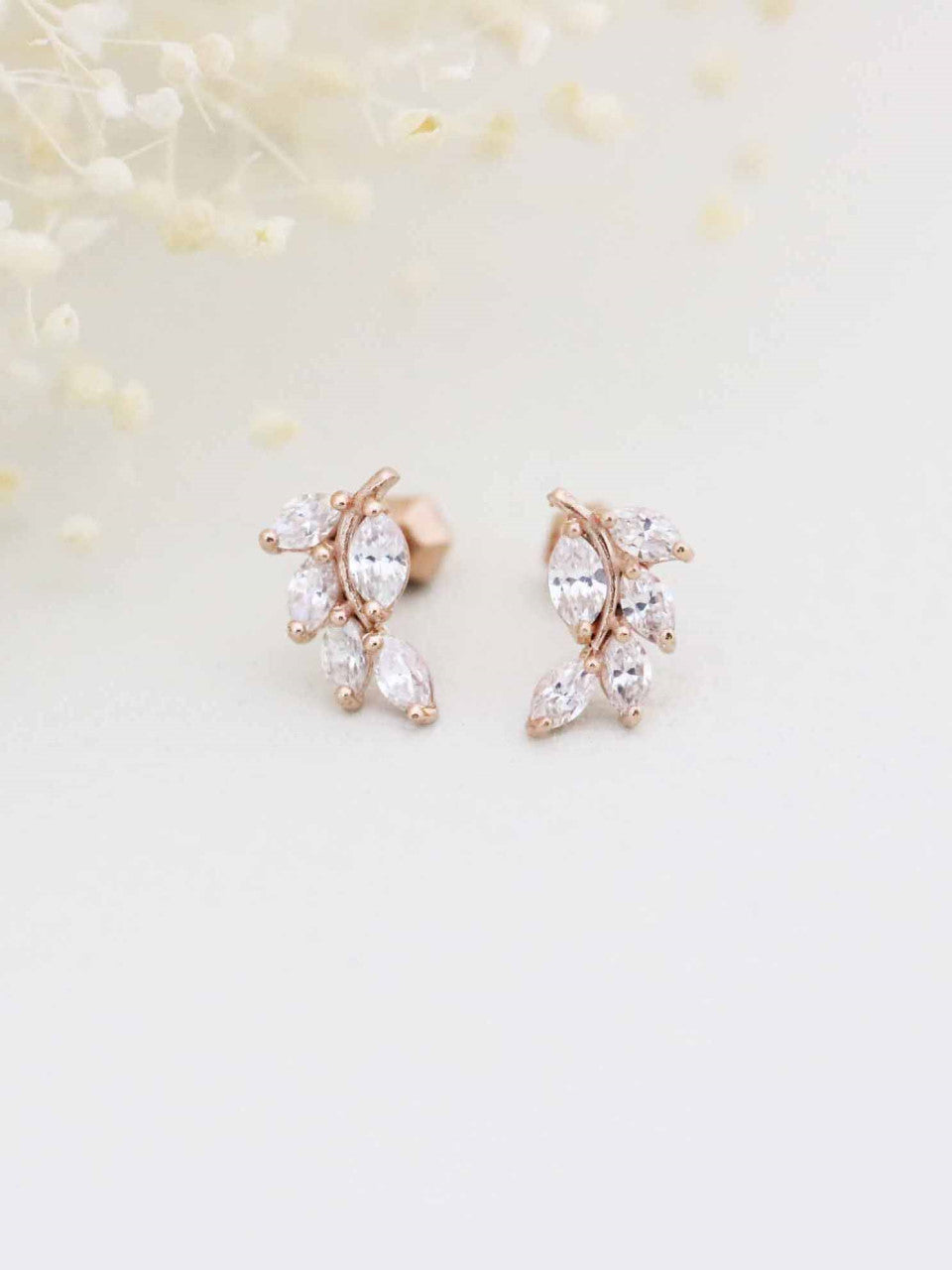 14K Gold CZ Leaf Cartilage Earring 18G16G