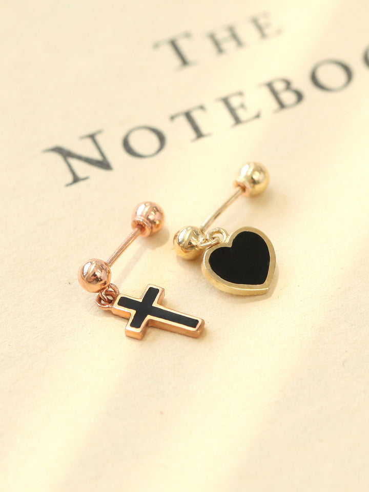 14K Gold Cross / Heart Cartilage earring 20g