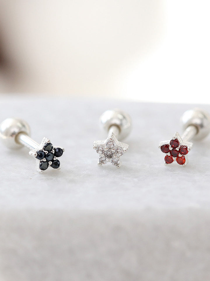 925 Silver Mini Flower Cartilage Earring 16g