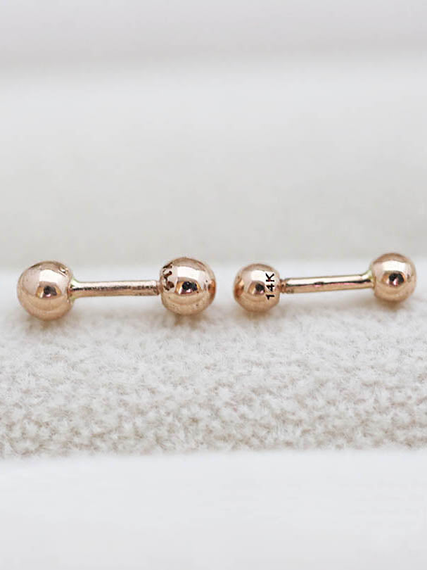 14K Gold Simple Ball Cartilage Earring 18G16G