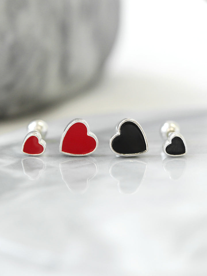 925 Silver Heart Cartilage Earring 16g