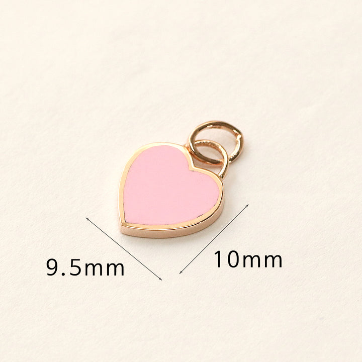 14K Gold Enamel Heart Necklace Pendant