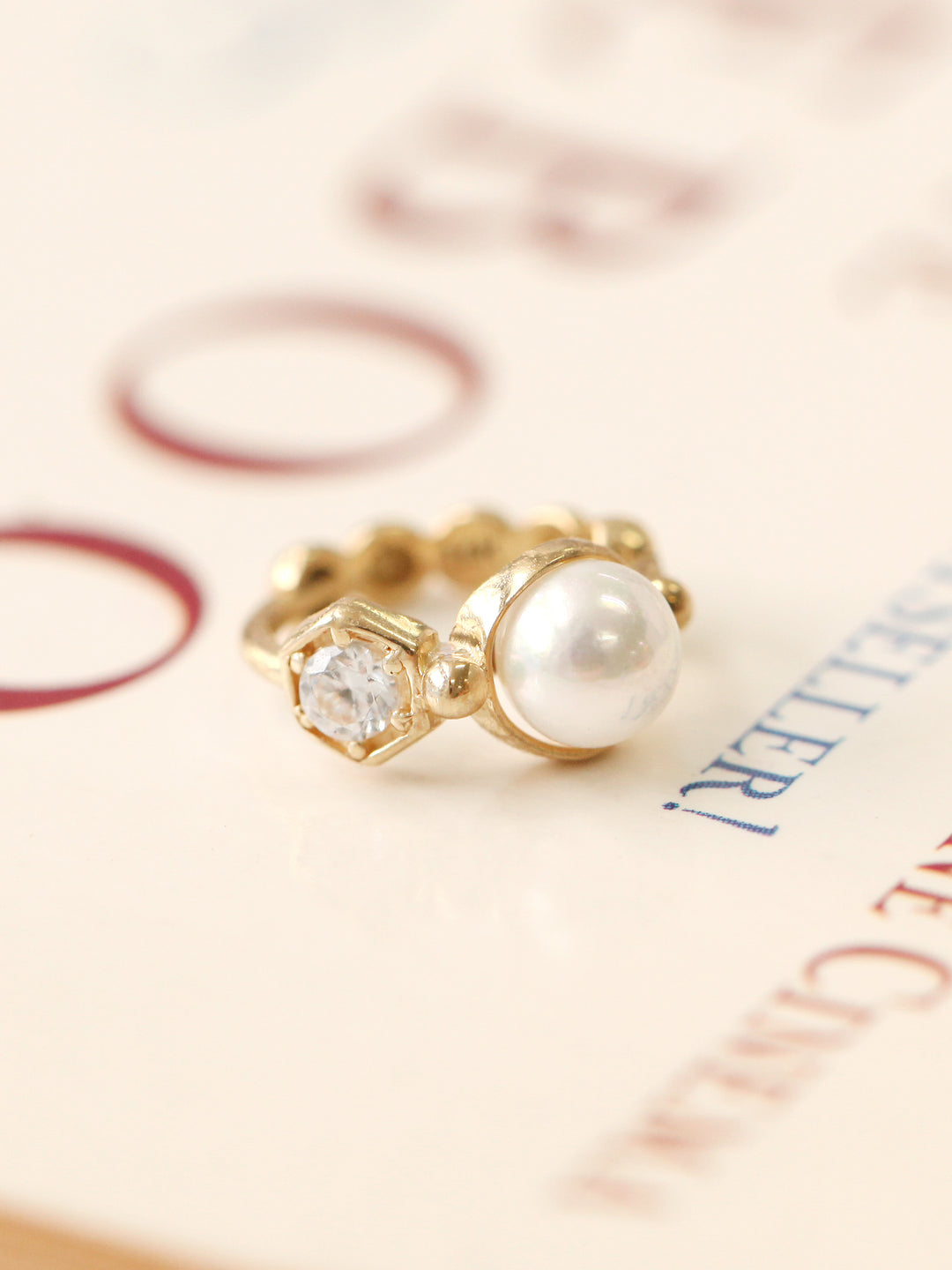 14K Gold Pearl Hoop Earring