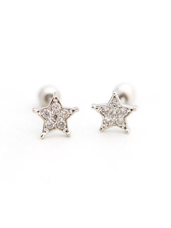 14K Gold Blue Star Cartilage Earring 18G16G