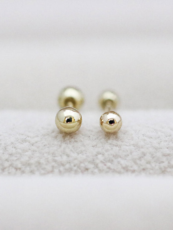 14K Gold Simple Ball Cartilage Earring 18G16G