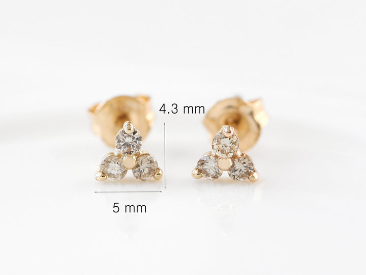 14K Gold Triangle Cognac Diamond Earring