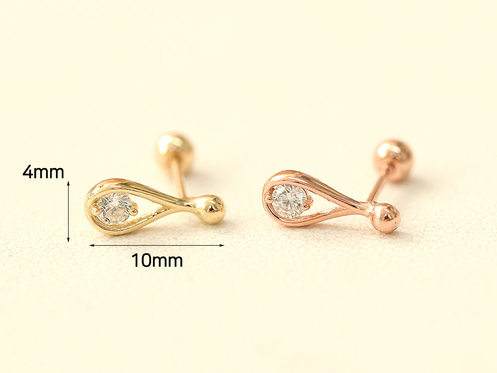 14K gold Cubic Teardrop cartilage earring 20g