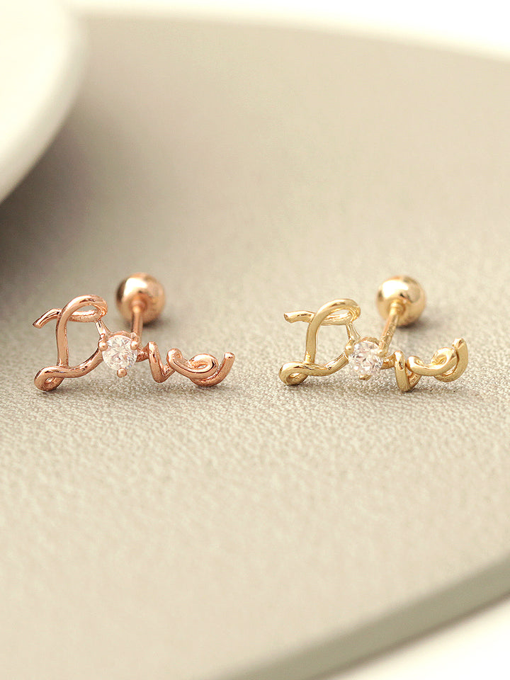 14K gold Cubic Love cartilage earring 20g