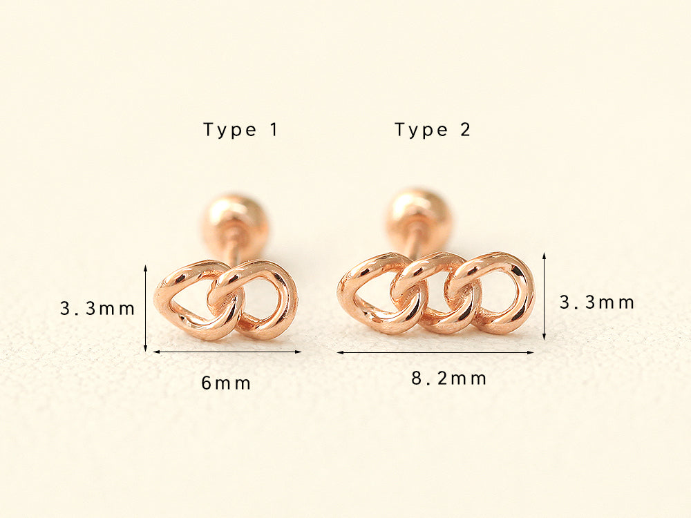 14K gold Chain cartilage earring 20g