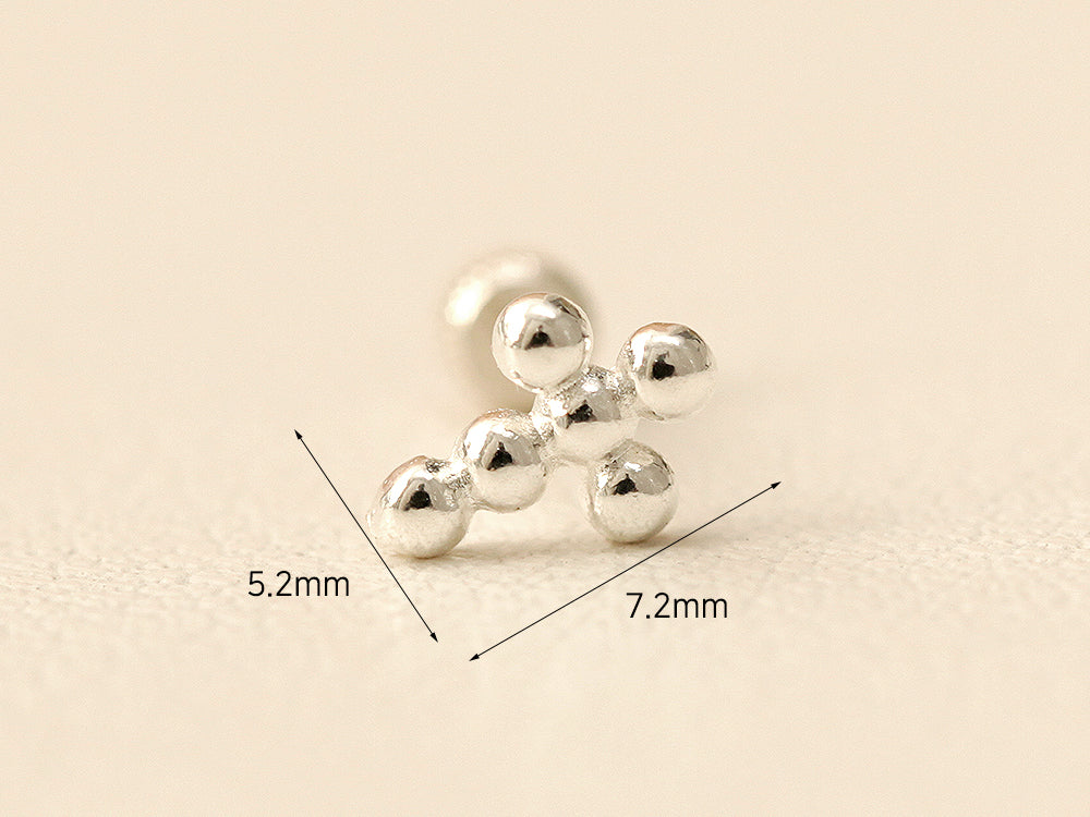 925 Silver Cross cartilage earring 20g