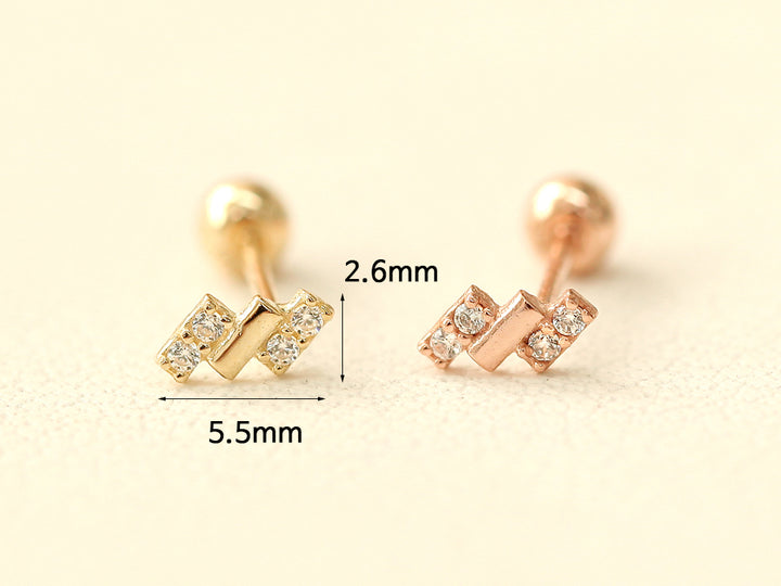 14K gold Mini Baguette Cubic cartilage earring 20g