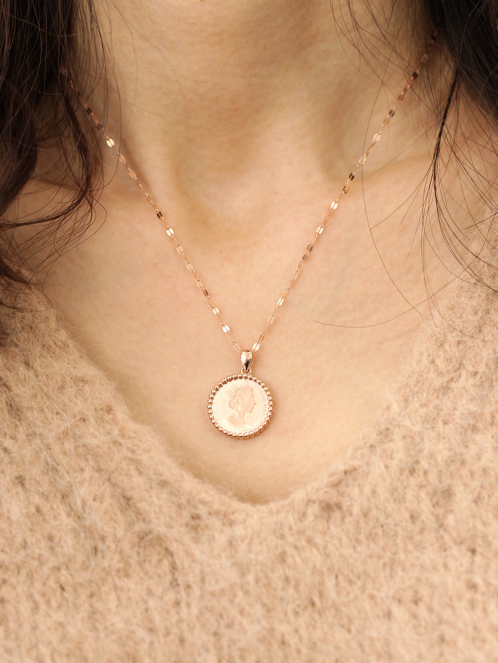 14K 18K Gold Coin Pendant Necklace