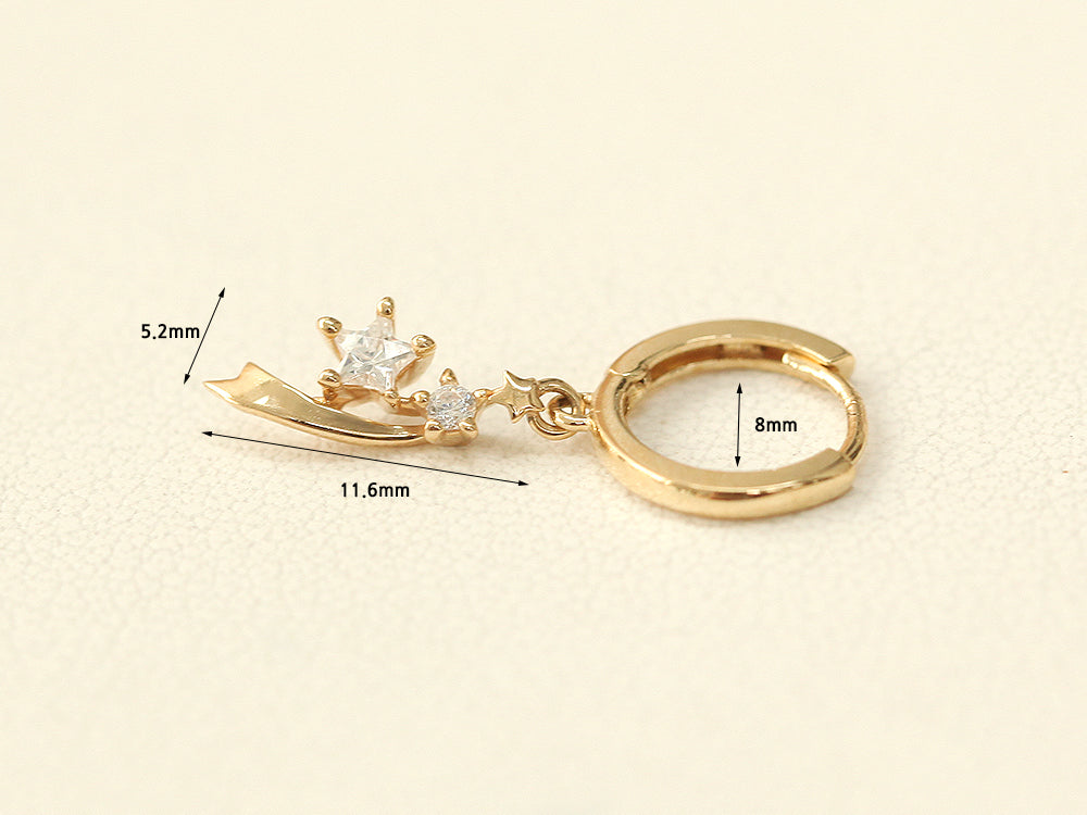 14K gold Feminine Drop Hoop Earring