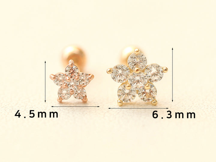 14K gold Best Flower cartilage earring 20g