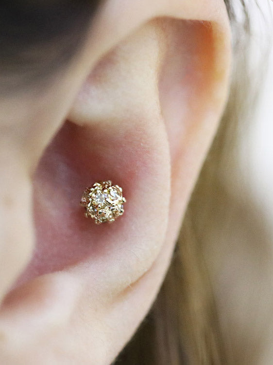 14K Gold Classic Cubic Ball Piercing 18g