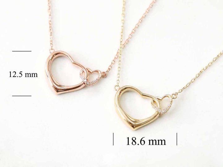 14K 18K Gold Double Heart Necklace