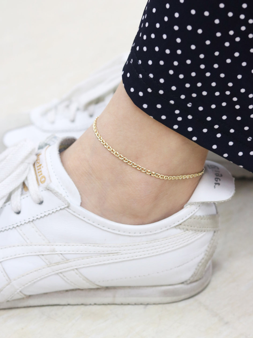 14K Gold Modern Chain Anklet bracelet