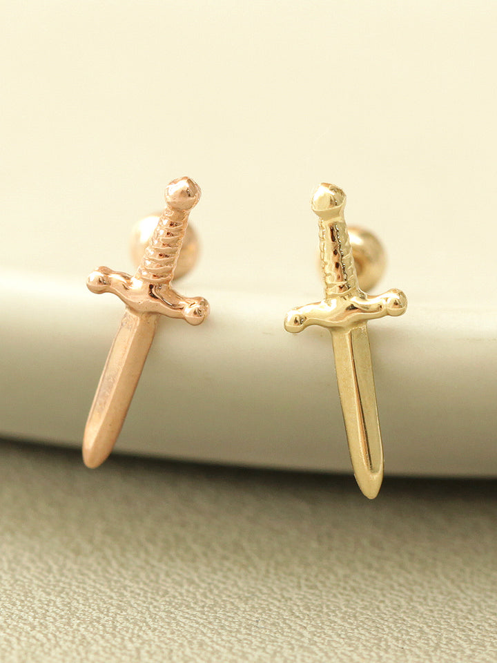 14K gold Knife cartilage earring 20g