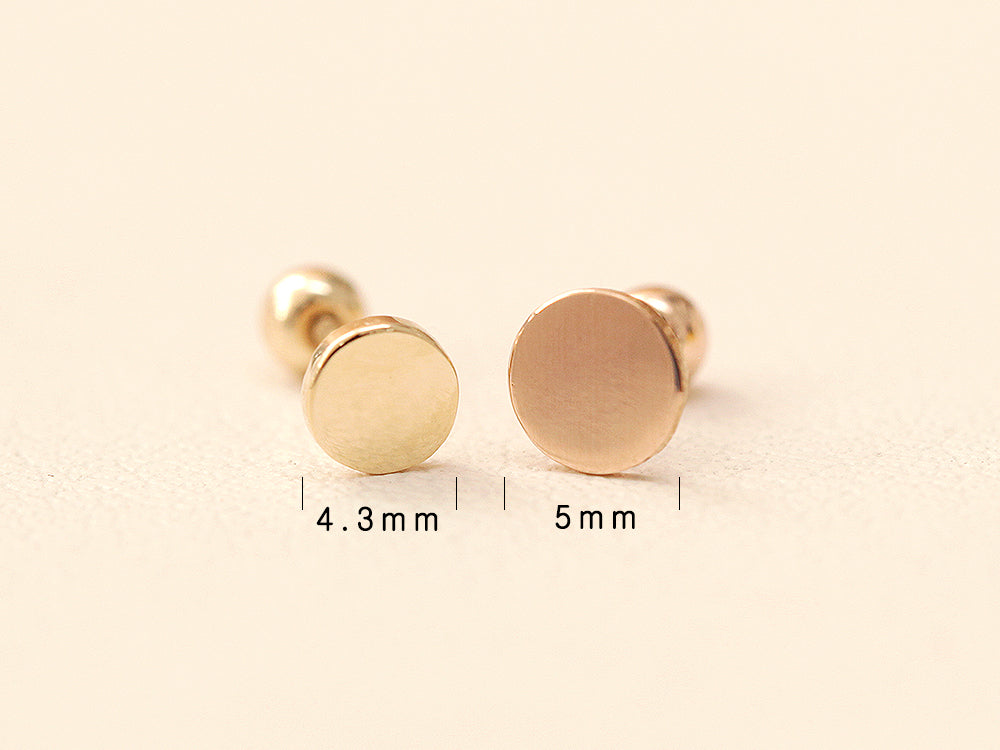 14K gold Solid Round cartilage earring 20g