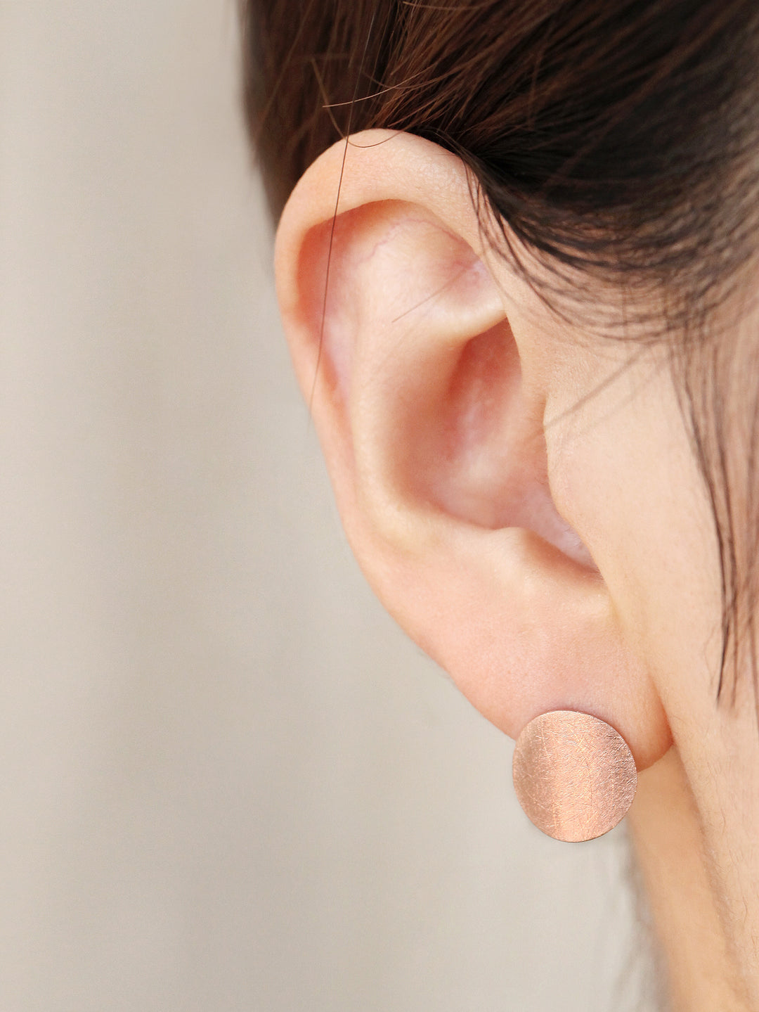 14K Gold Matte Coin Hoop Earring