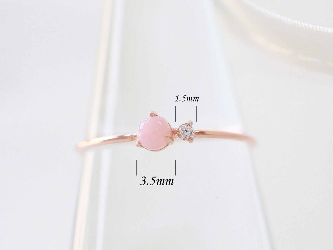 14K Gold Pink Stone Cubic Ring