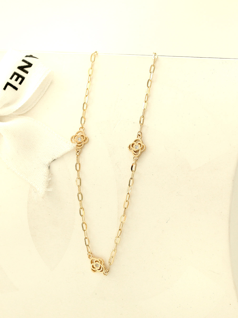 14K Gold Cubic Rose Chain Anklet