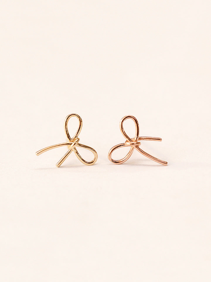 14K Gold Ribbon Stud Earring