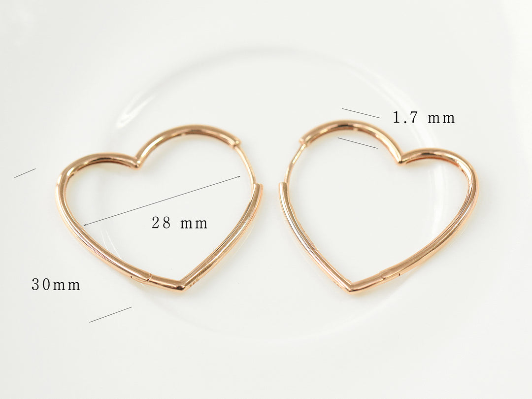 14K Gold Heart Hoop Earring