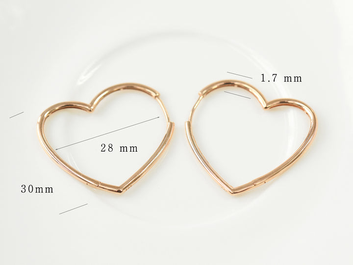 14K Gold Heart Hoop Earring