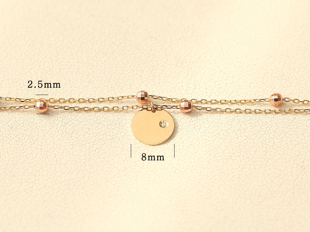 14K Gold Coin Cutting Ball Anklet