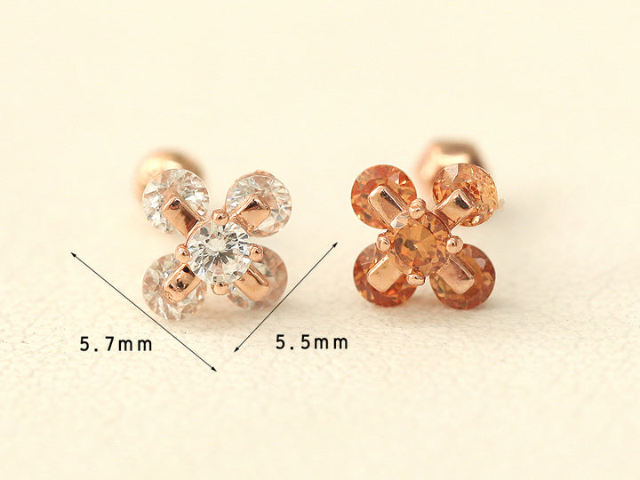 14K Gold Cotton flower cubic Cartilage Earring 18G16G