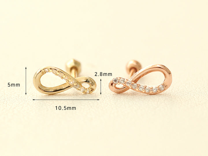 14K Gold Infinite Cubic Cartilage Earring 18G16G