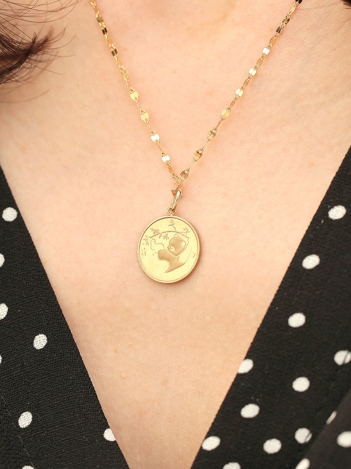 14K Gold Coin Necklace Pendant