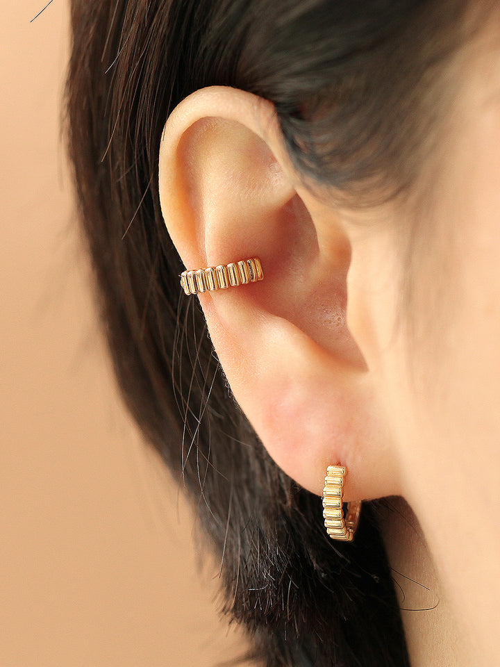 14K Gold Gear Hoop Earring