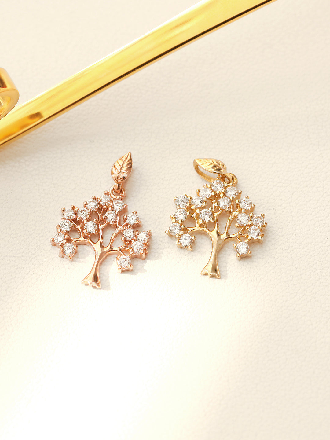 14K Gold Cubic Tree Pendant Necklace