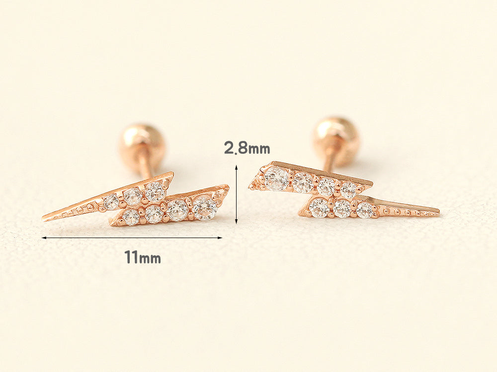 14K gold Cubic Thunder cartilage earring 20g