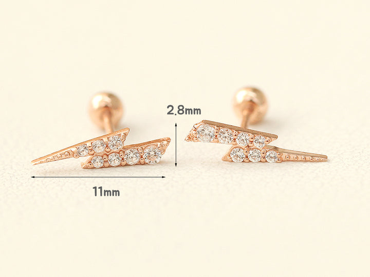 14K gold Cubic Thunder cartilage earring 20g