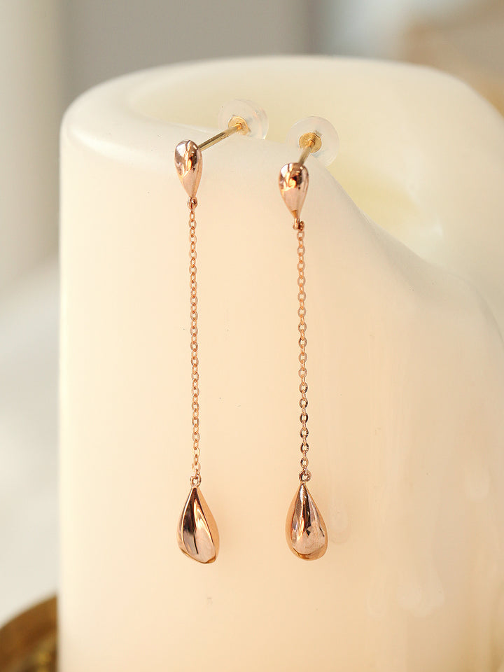 14K Gold Teardrop Long Drop Earring