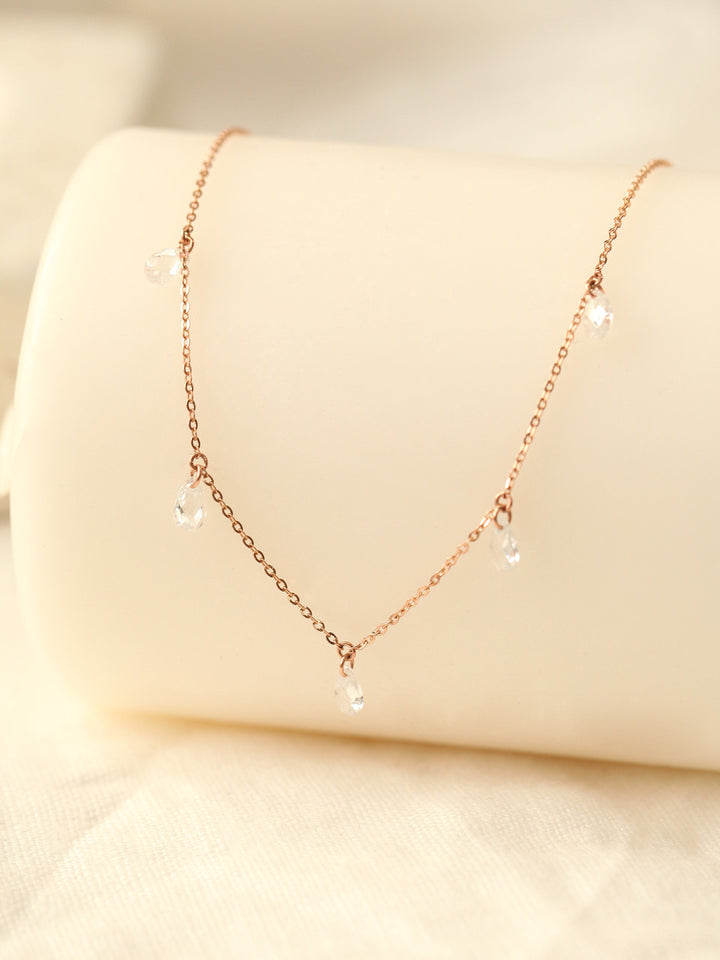 14K 18K Gold Crystal Water Drop Necklace