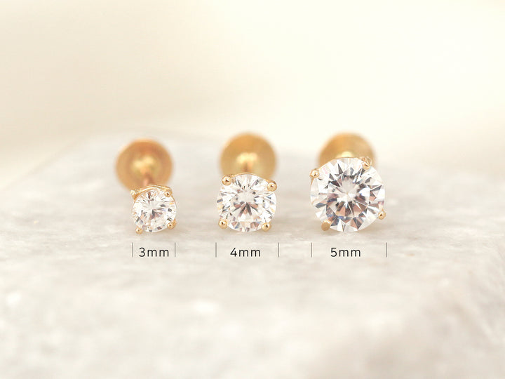 14K Gold Cubic Labret Piercing 3mm,4mm,5mm 20G