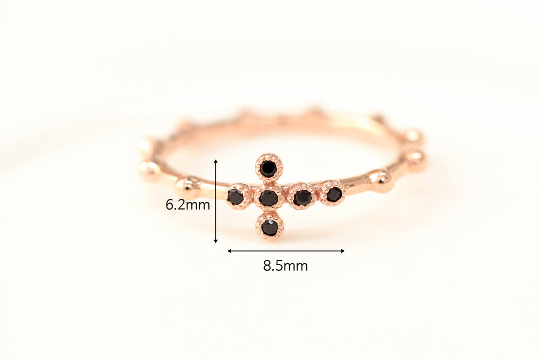 14K 18K Gold Cross Onyx  Ring