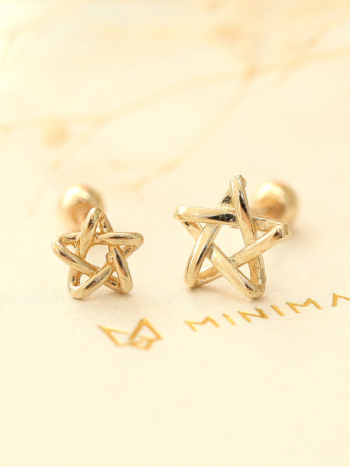 14K gold Star Point cartilage earring 20g