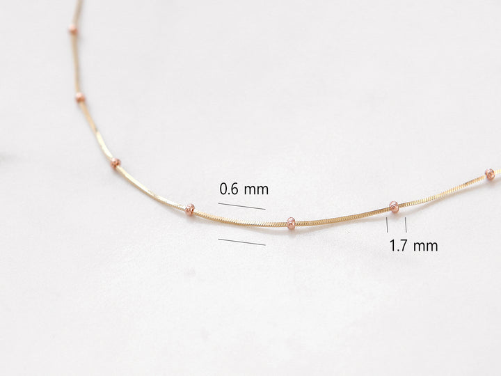 14K Gold One Line Mini Ball Snake Anklet Bracelet