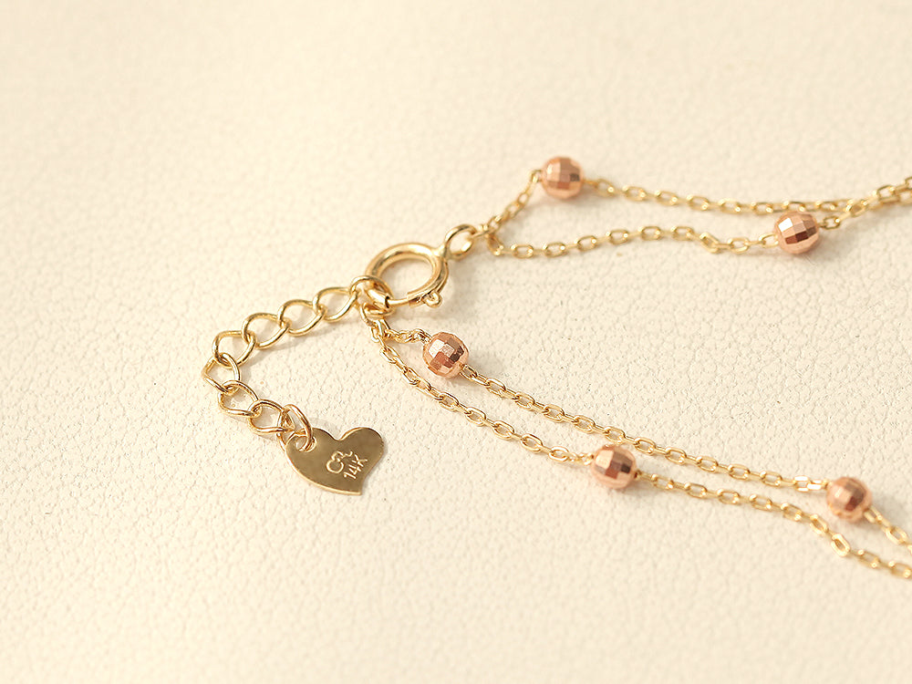 14K Gold Coin Cutting Ball Anklet