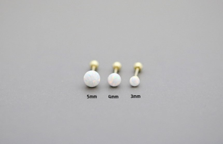 14K Gold Opal cartilage earring 20g