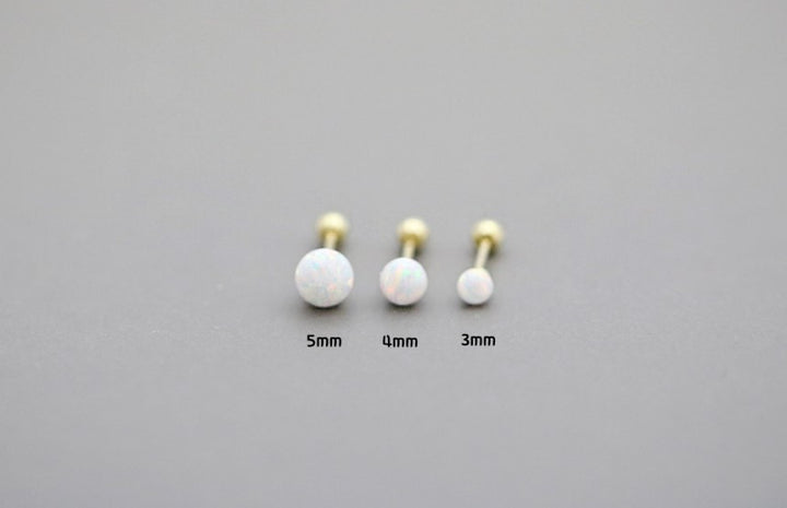 14K Gold Opal cartilage earring 20g