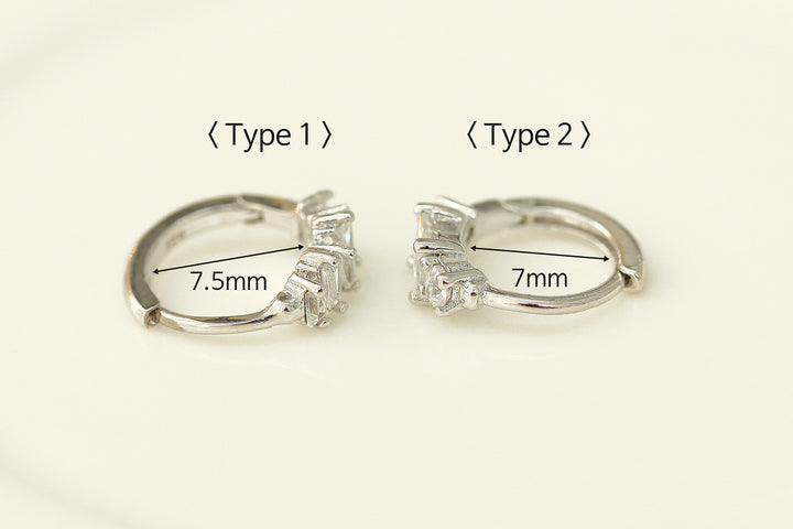 925 Silver Cubic Hoop Earring