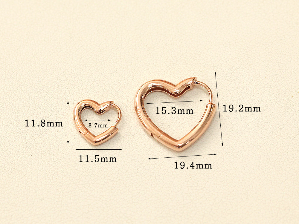 14K Gold Volume Heart Hoop Earring